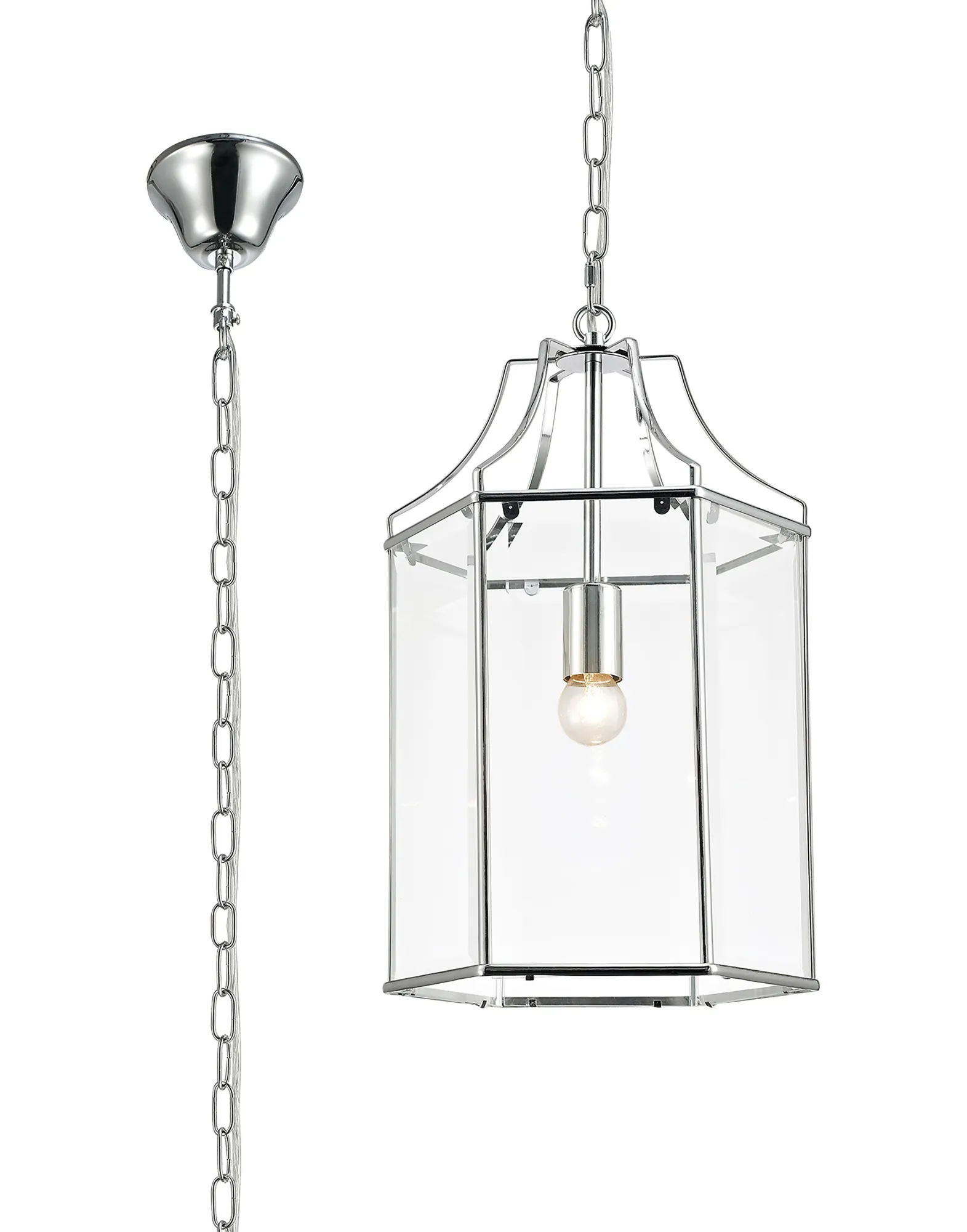 D0094  Payton Glass Pendant 1 Light Polished Chrome